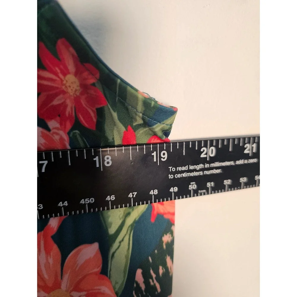 Tropical Bad Birdie Sleeveless Golf Polo Women XL Teal Floral Botanical Stretch - Picture 5 of 7